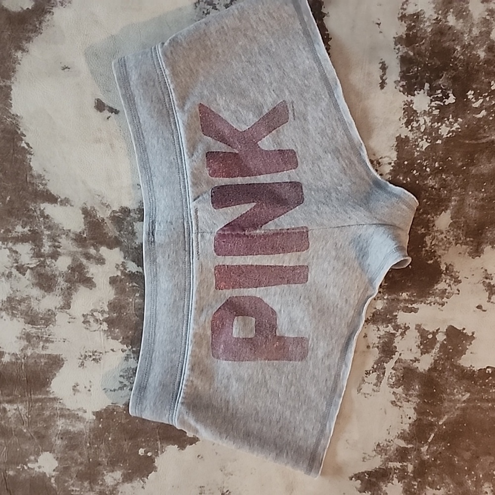 Y2K Recycle Graphic Gray and Metalic Pink VS Shorts. Size: S - Picture 7 of 10